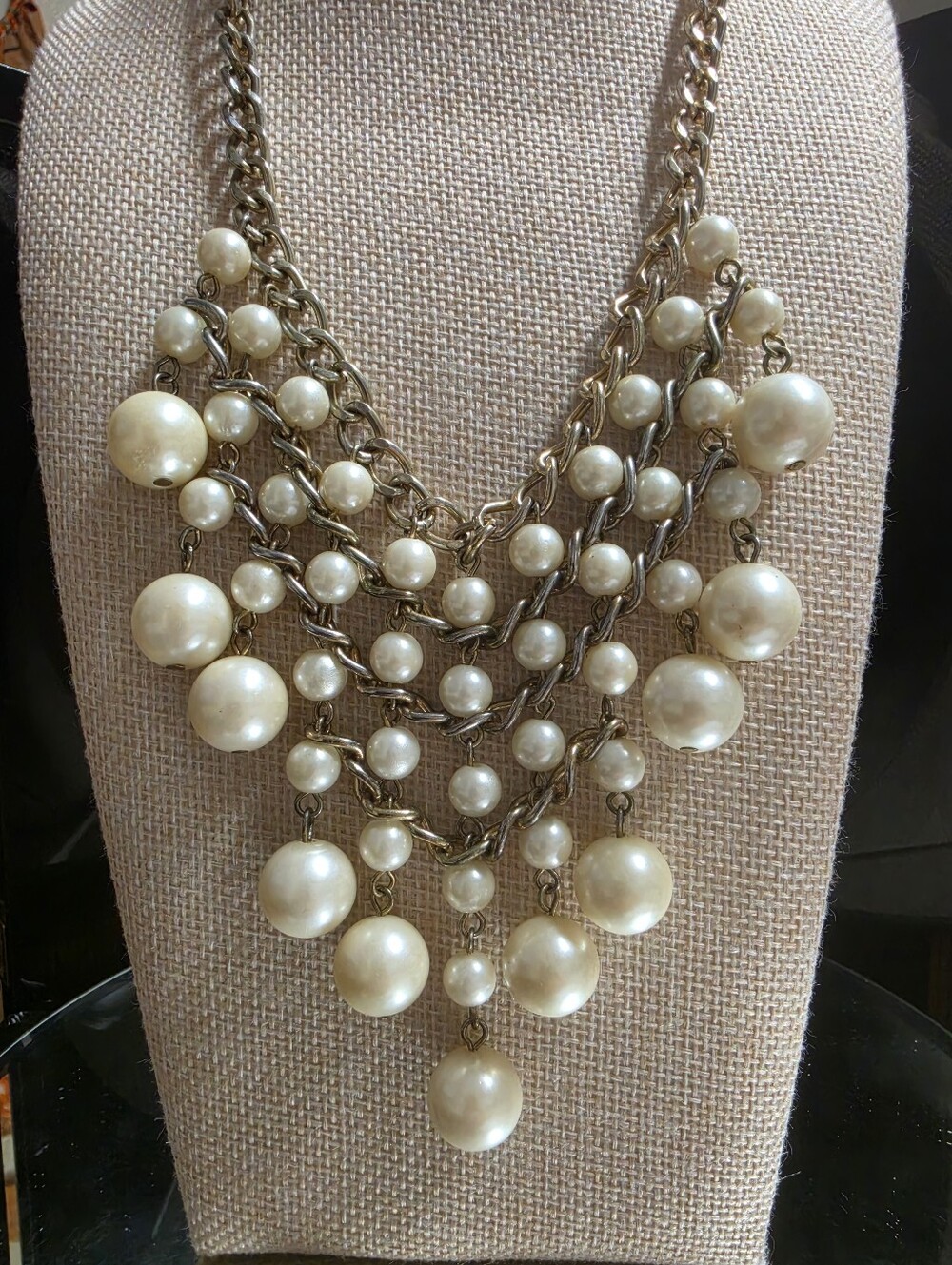 Classic Modern Ivory Colored Faux Pearl Statement Necklace